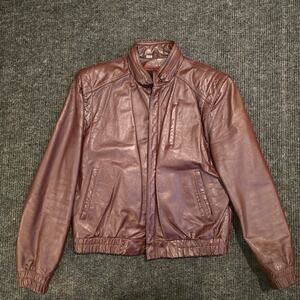 Genuine leather. Vintage 80s Wilsons Dark Wine Red Bomber jacket.